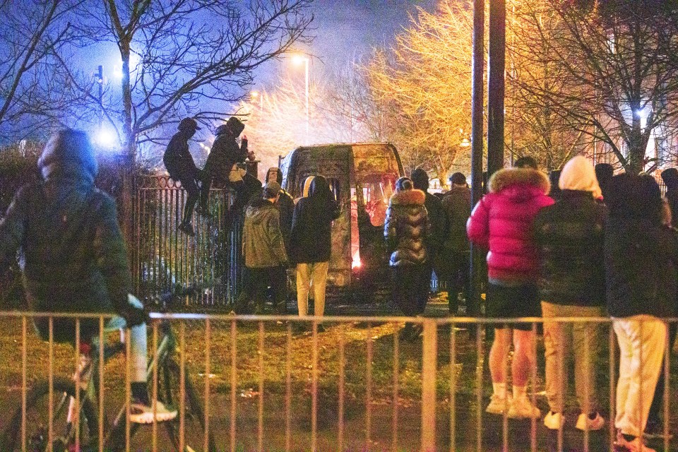 Scene in Knowsley where a riot broke out outside The Suites Hotel