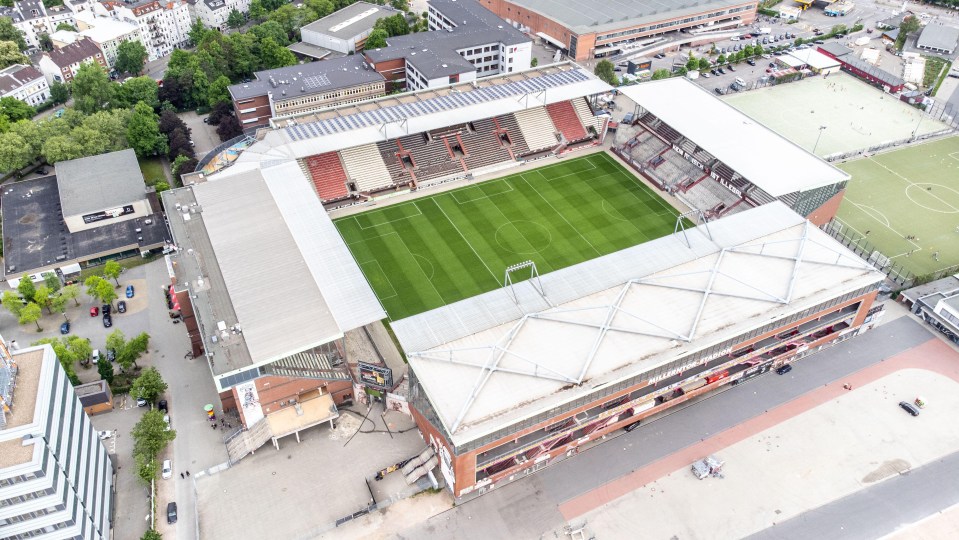 an aerial view of a soccer stadium with a sign that says ' united states ' on it