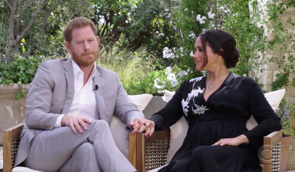 Harry and Meghan during their shocking Oprah interview in 2021