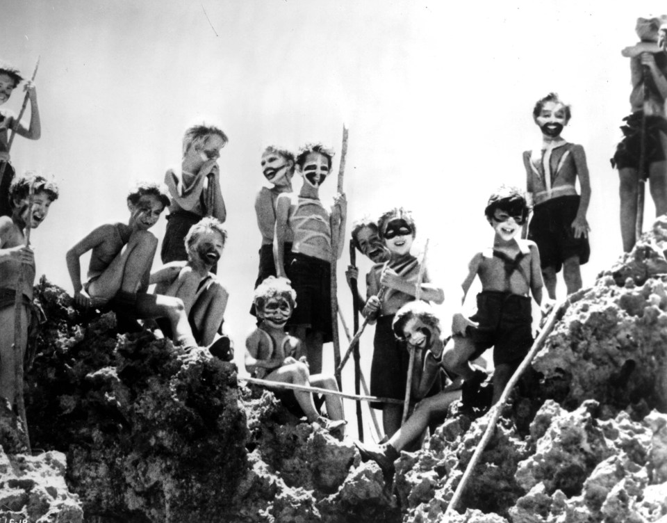 a black and white photo from the lord of the flies