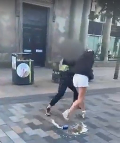 Two women were filmed fighting outside a Wetherspoons in Hanley, Staffordshire