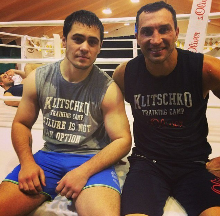 A young Dave Allen with Wladimir Klitschko