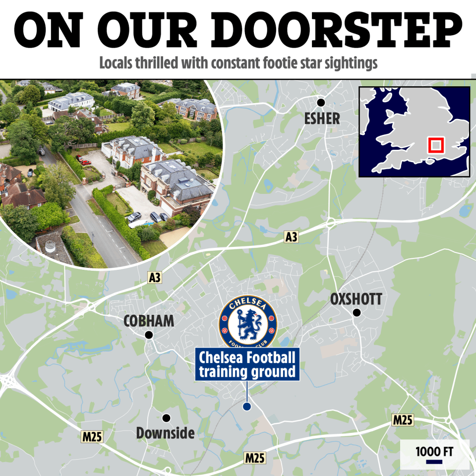 A map showing the location of the chelsea football training ground