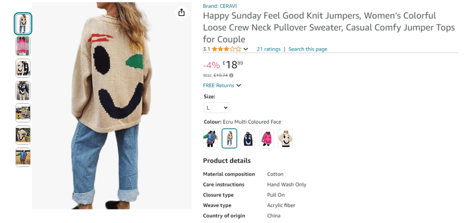 happy sunday feel good knit jumpers women 's colorful loose crew neck pullover sweater casual comfy jumper tops