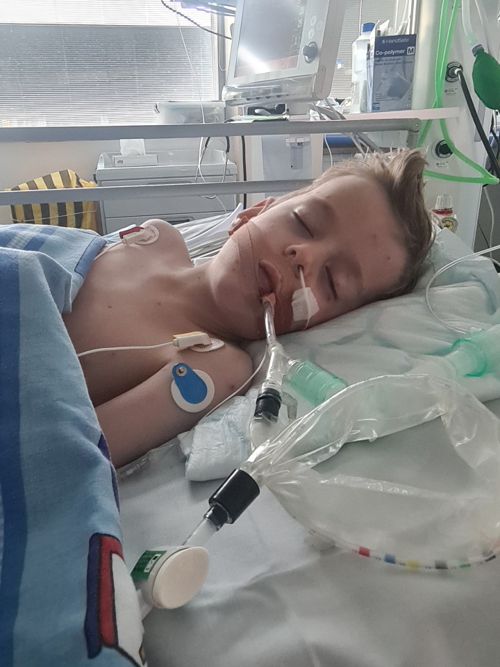 Albie in hospital after having a seizure at home