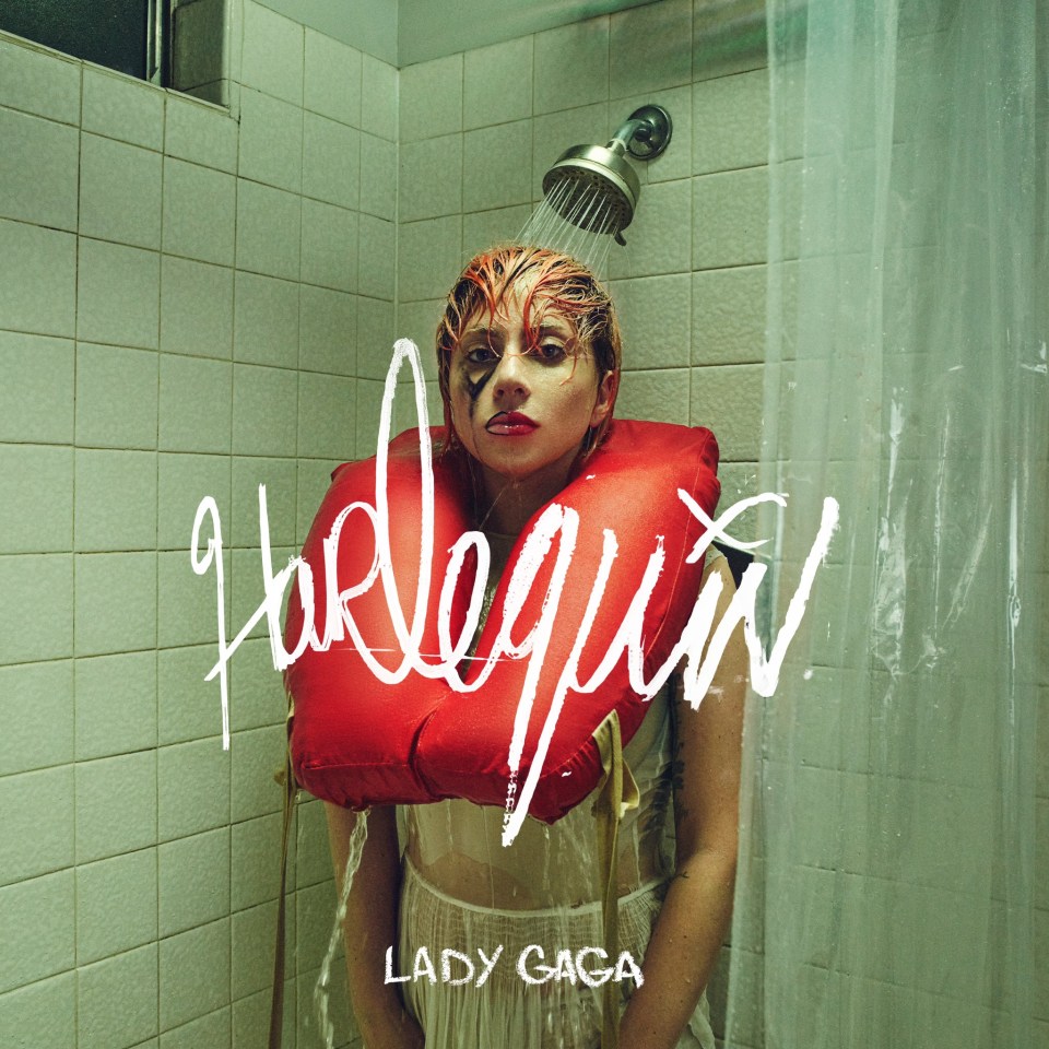 a lady gaga album cover shows a woman in a shower