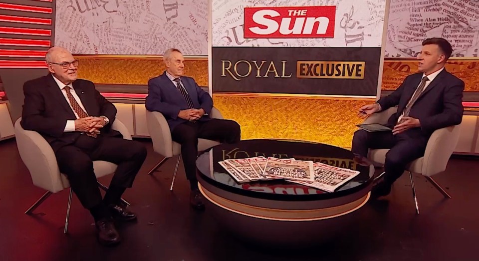 Arthur Edwards, left, appeared on The Sun's Royal Exclusive show along with Dick Griffin, centre, with the discussion hosted by Matt Wilkinson, right