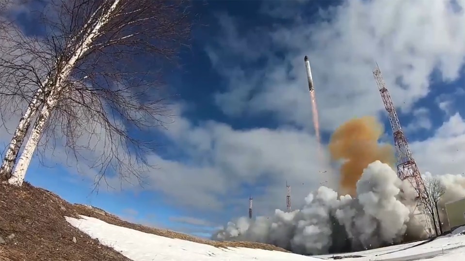 Test launch of giant new Russian nuclear-capable missile Sarmat - aka Satan-2.