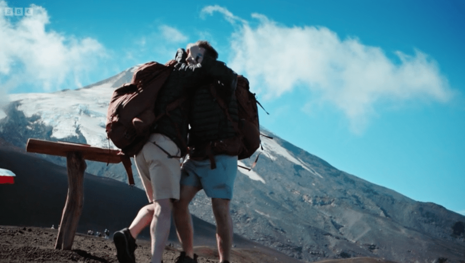 The delighted couple broke down in tears as they finished their 12,000 km adventure