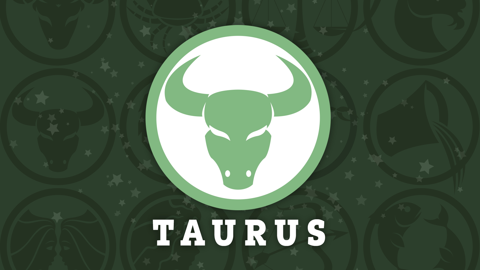 a taurus sign in a green circle on a green background