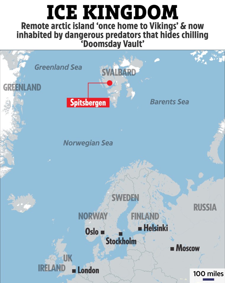 a map showing the location of spitsbergen in the ice kingdom