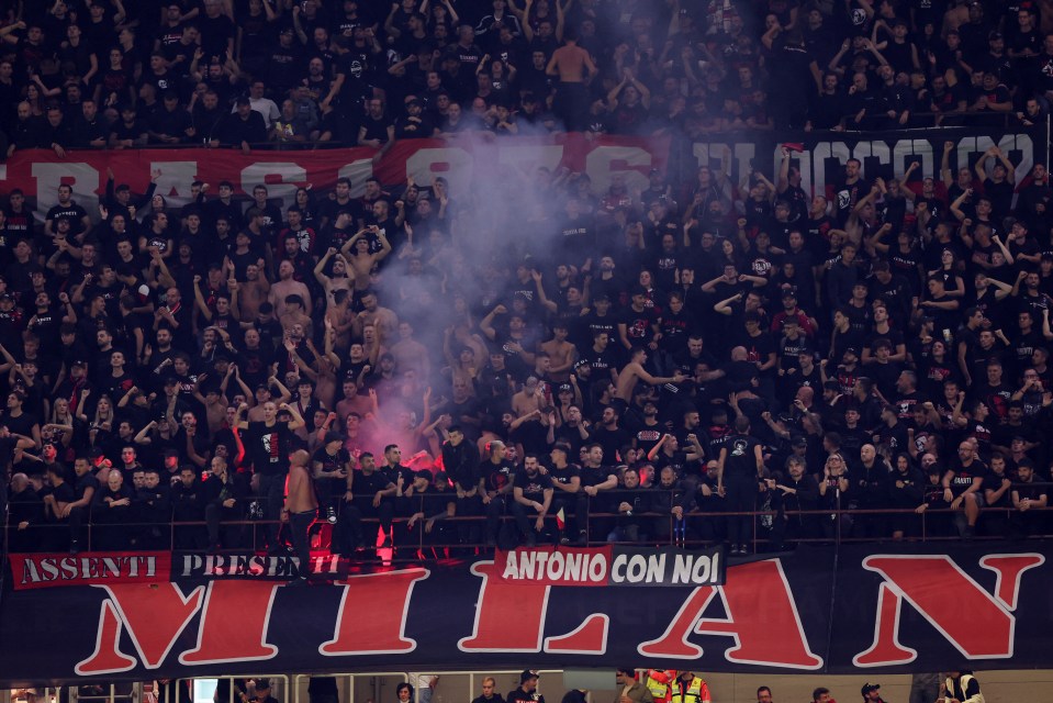 Milan fans let off a loud firework that scared the broadcaster