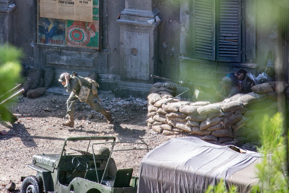 The ruins were transformed into a scene reminiscent of World War Two