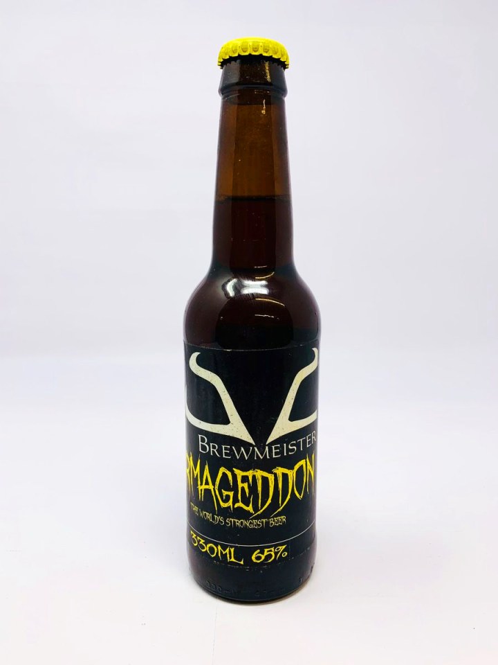 a bottle of brewmeister mageddon beer with a yellow cap