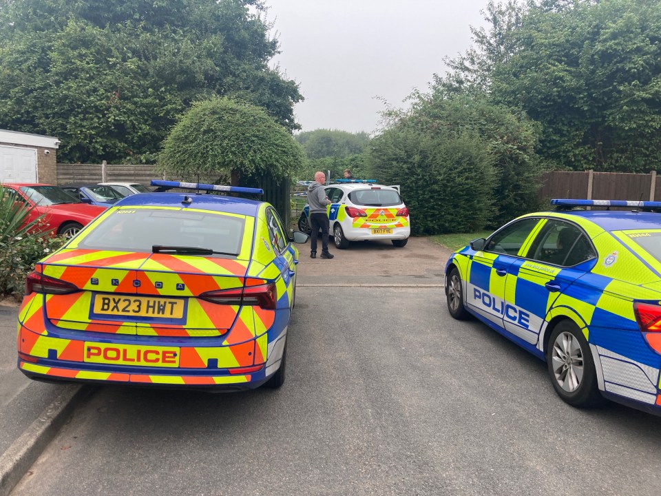 Cops at the scene in Braunstone Town near Leicester