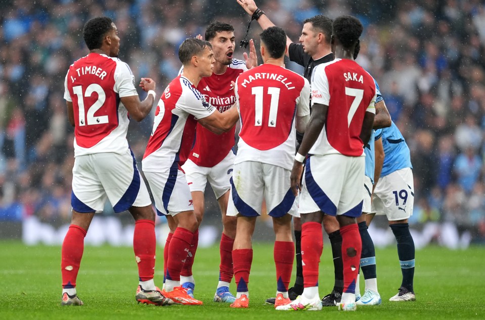 Arsenal were reduced to 10 men following Leandro Trossard's red card