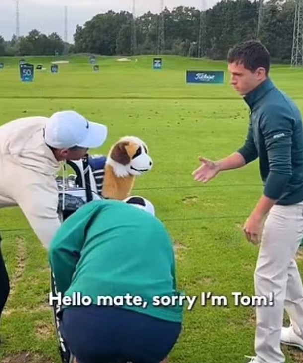 Spider-Man actor Tom Holland introduced himself to McIlroy on the driving range