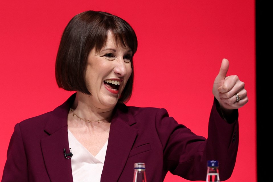 Chancellor Rachel Reeves speaking at the Labour conference this afternoon