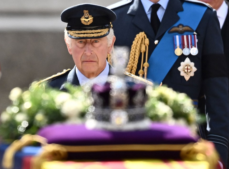 a man in a military uniform stands in front of a crown