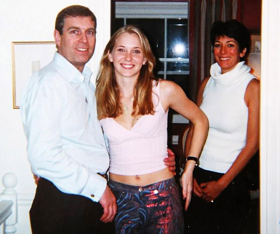 The Duke agreed to a £12million settlement with sex abuse accuser Virginia Giuffre (Ghislaine Maxwell in back) in February 2022