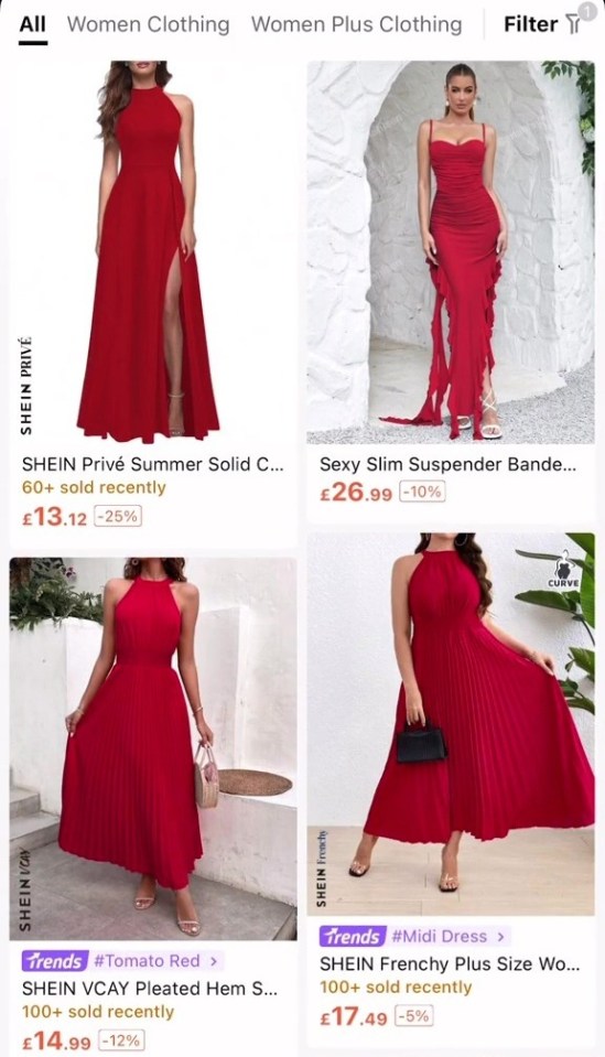 a screenshot of a women 's clothing website