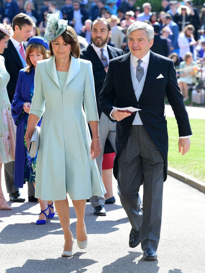 Carole chose the same Alexander McQueen outfit for Meghan Markle and Prince Harry's wedding in 2018