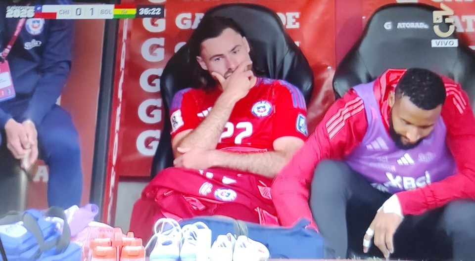 Chile forward Ben Brereton Diaz was subbed off in the 34th minute