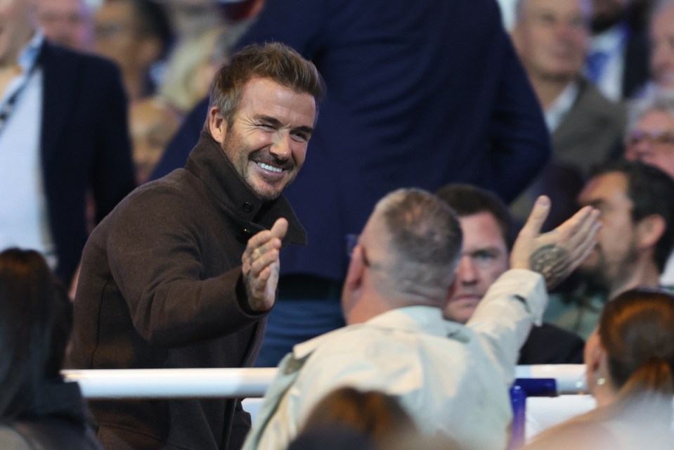 Former England captain David Beckham took in the match next to Brady