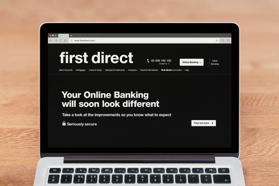 a laptop is open to the first direct website