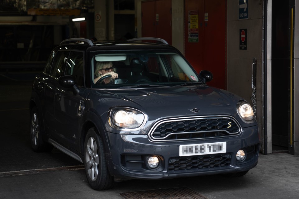 a woman is driving a mini cooper with a license plate that says ae8 ydl