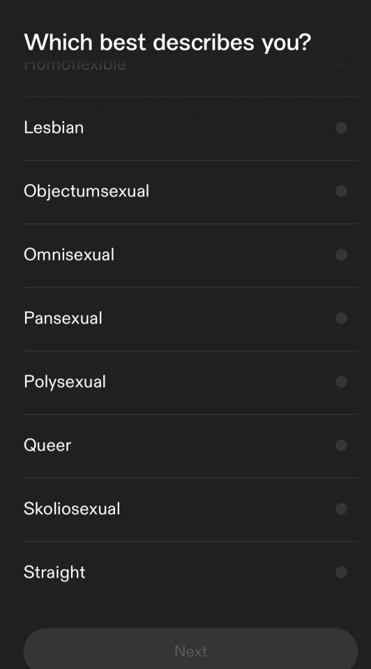 Some of the names used to describe users' sexual orientation stump Georgie