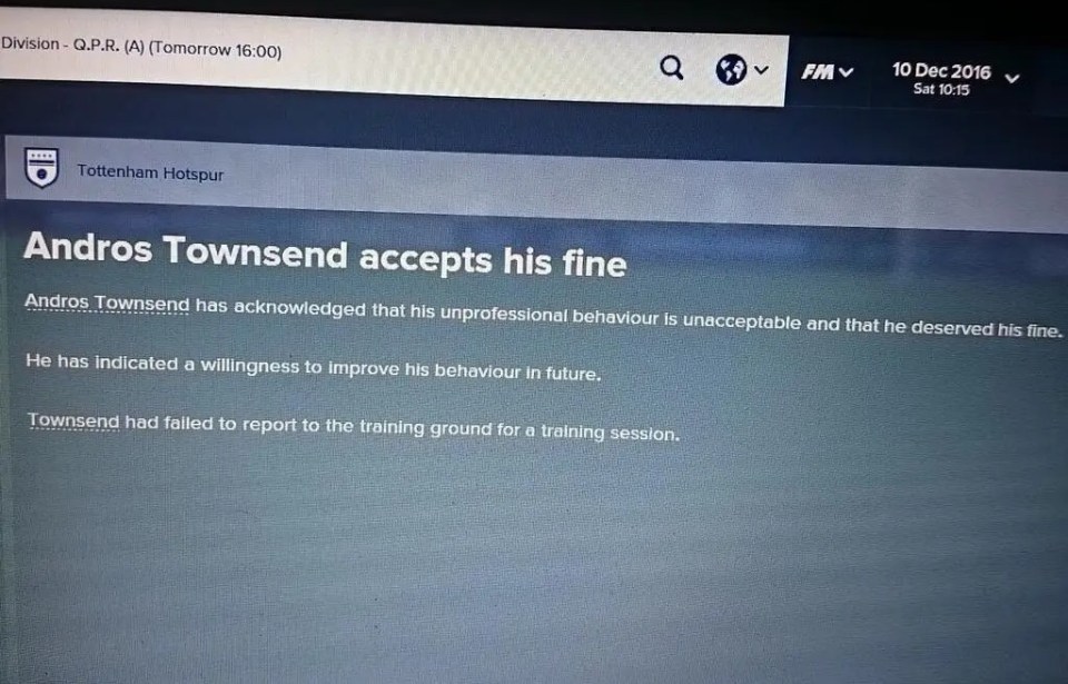 She thought this screenshot of a Football Manager game was about her real life boyfriend