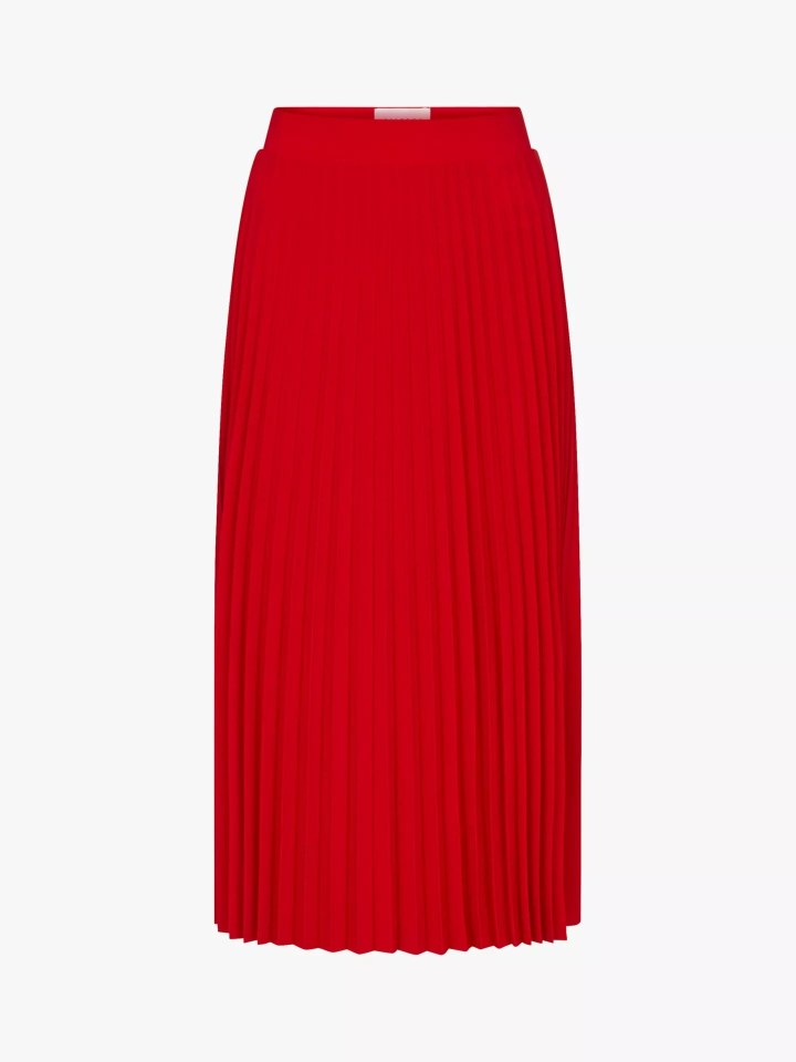 a red pleated skirt on a white background