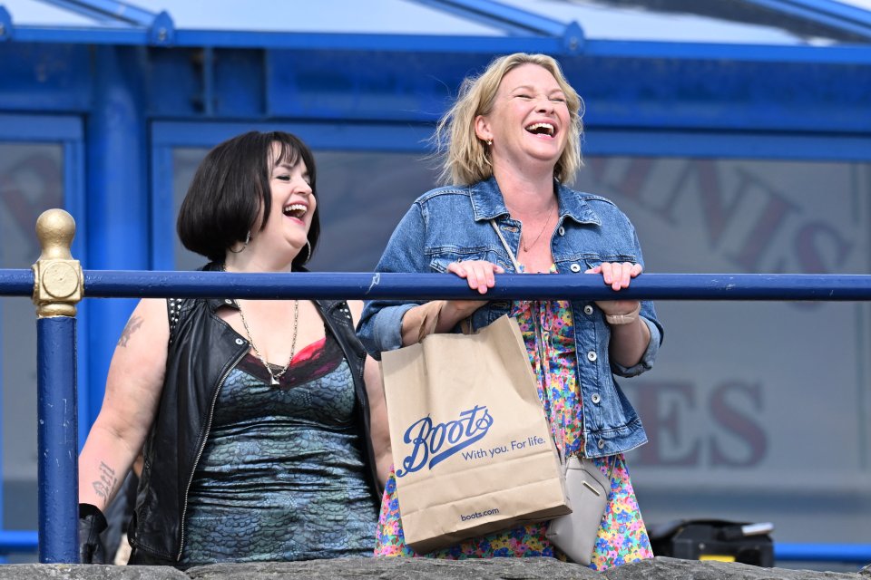 Nessa, played by Ruth Jones, and Stacey, Joanna Paige on the set of the upcoming finale of Gavin and Stacey