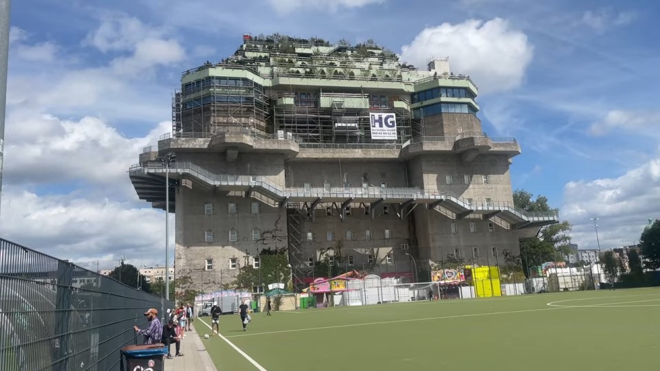 This former World War Two bunker now looms over a Bundesliga stadium