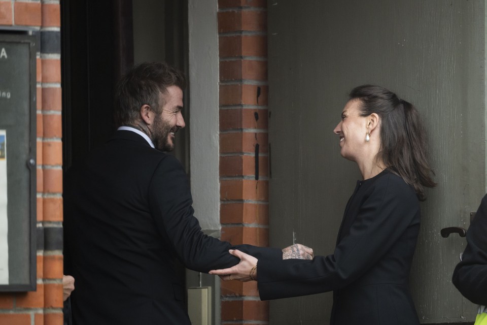 David Beckham with Sven's daughter Lina Eriksson ahead of the funeral