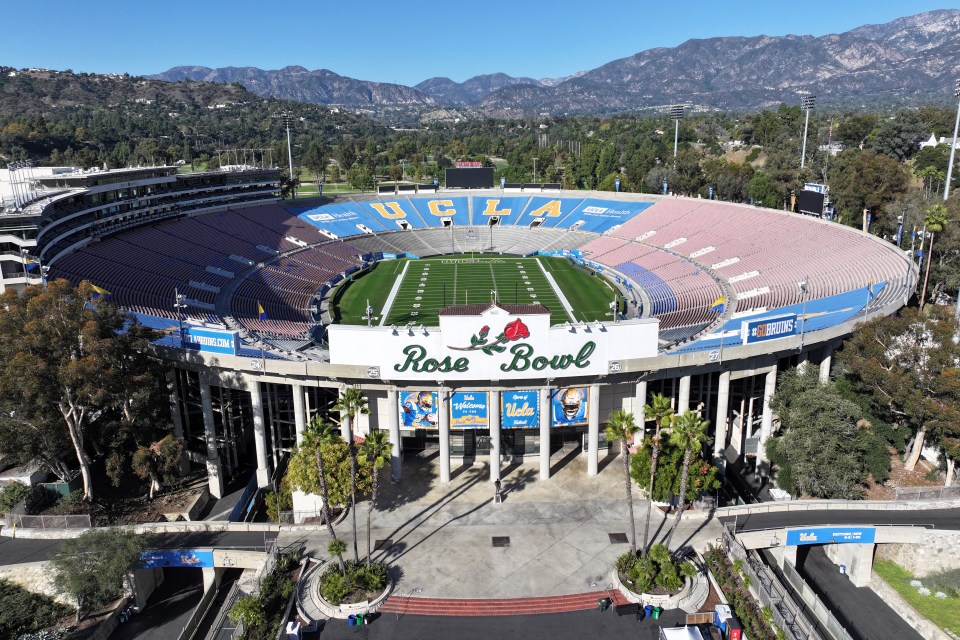 an aerial view of the ucla rose bowl stadium