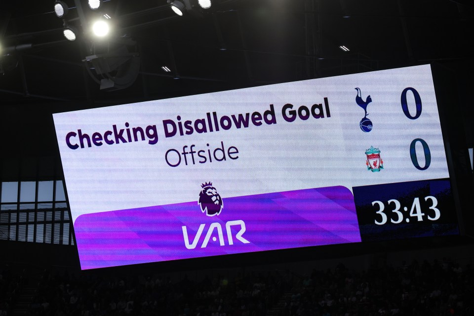 a scoreboard shows a checking disallowed goal