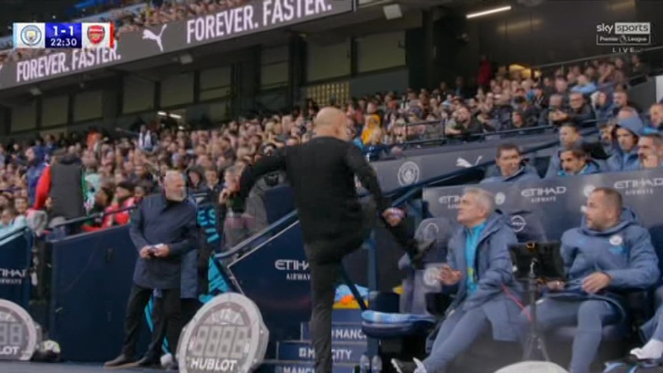 Pep Guardiola was left incensed and kicked a chair