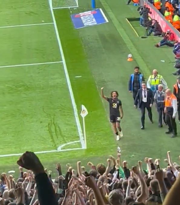 He then celebrated with the following Burnley supporters at Elland Road