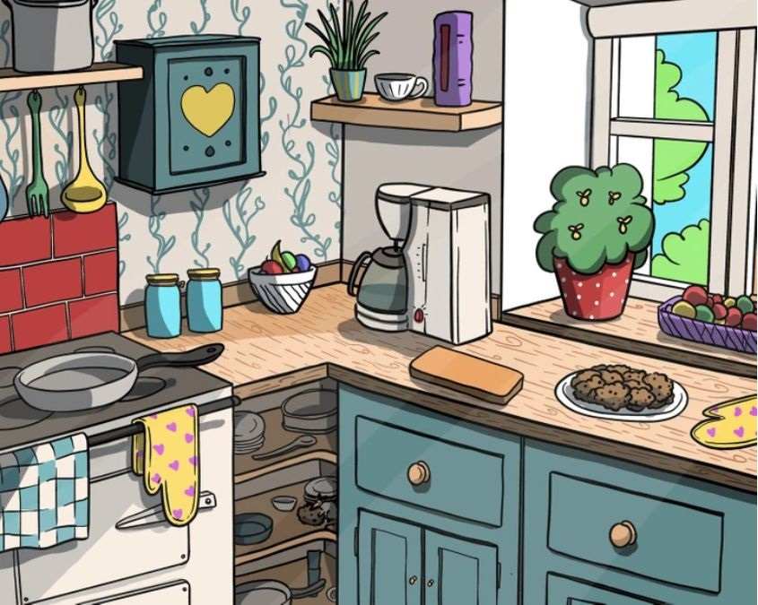 Can you spot the mouse hiding in the kitchen? Credit: Brightside