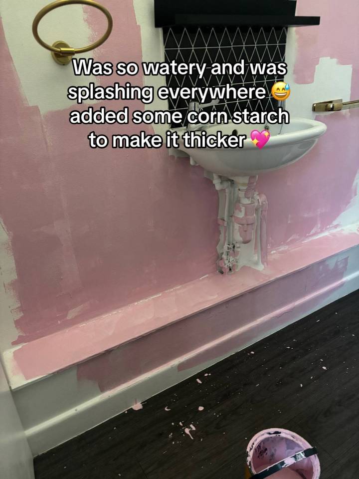 She also used a household staple to thicken up some watery paint left from her daughter's bedroom