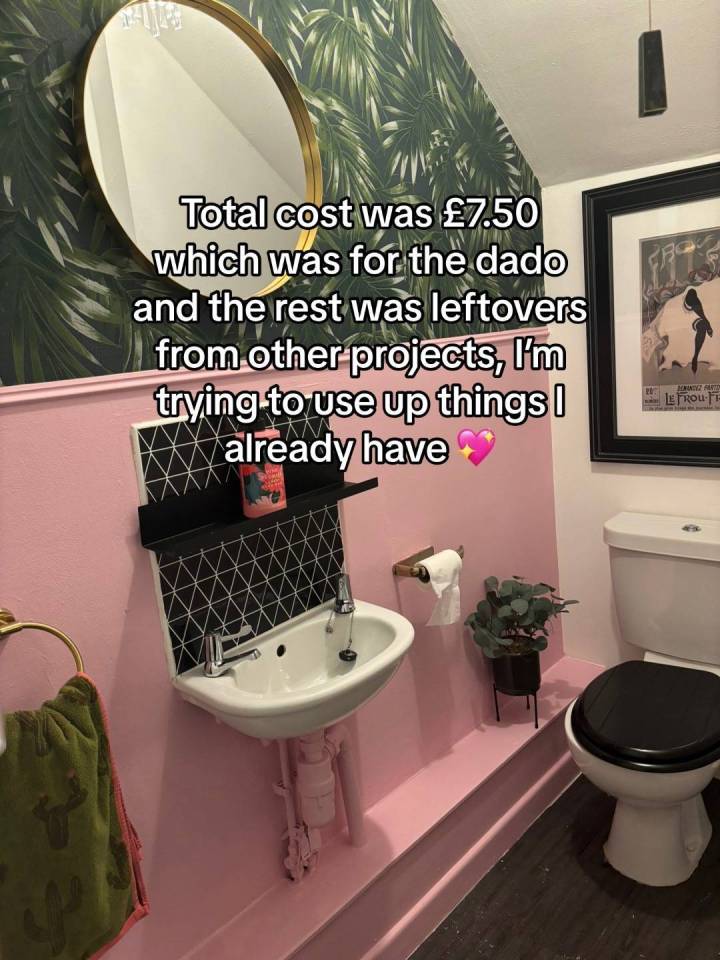 She moved the mirror from the hallway, and the total cost of the makeover was £7.50