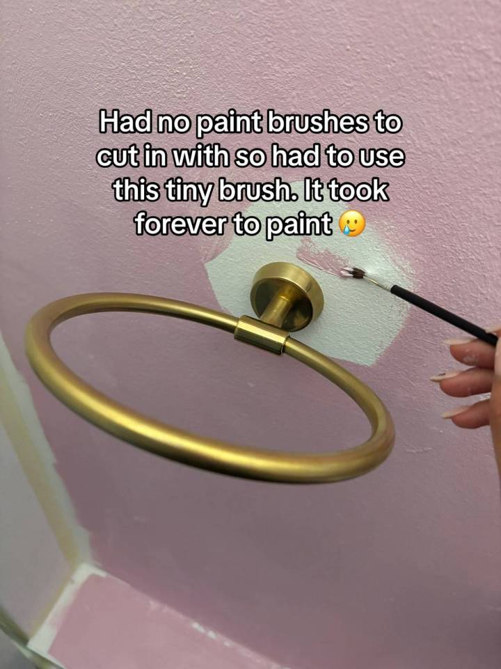 She also forgot to get a paintbrush, so had to use a tiny brush to paint the wall