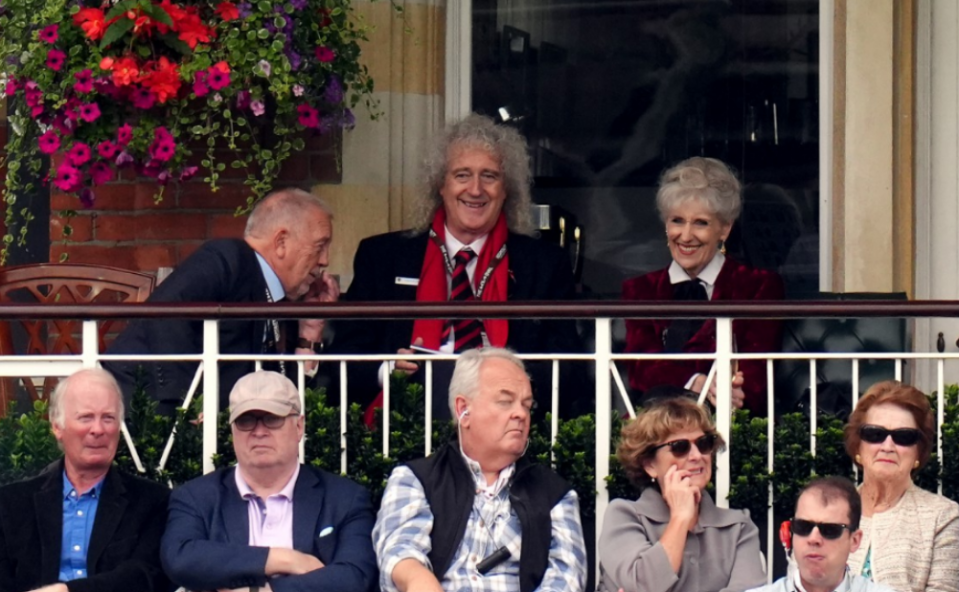 Brian May and Anita Dobson in the stands during day two of the Third Rothesay Men's Test match at The Kia Oval today