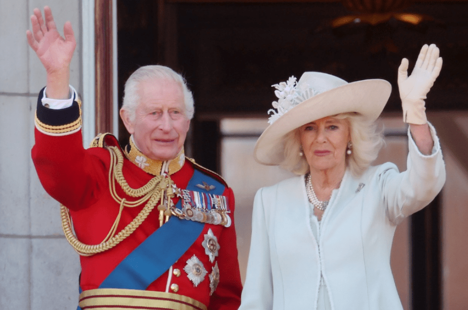 King Charles III and Queen Camilla during Trooping the Colour on June 15