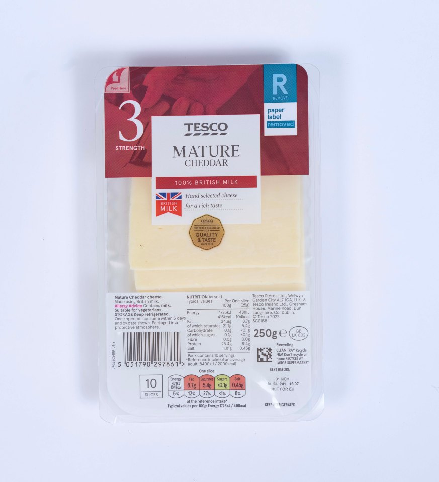 Tesco Mature Cheddar Slices were very convenient and versatile and scored 4 out of 5