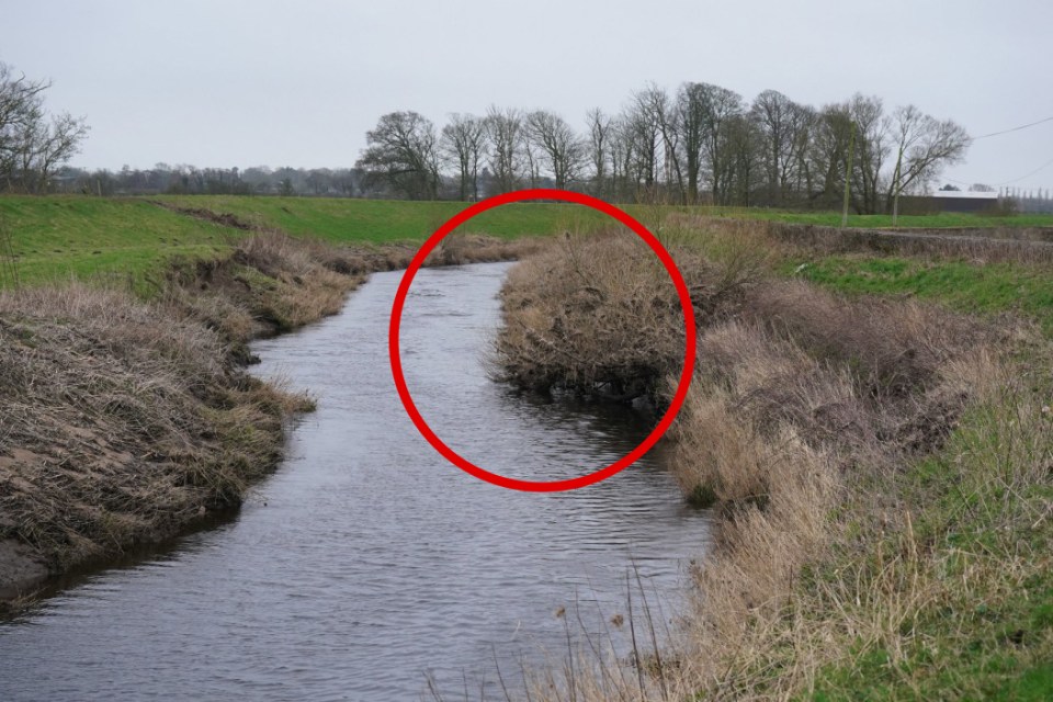 a river with a red circle around it