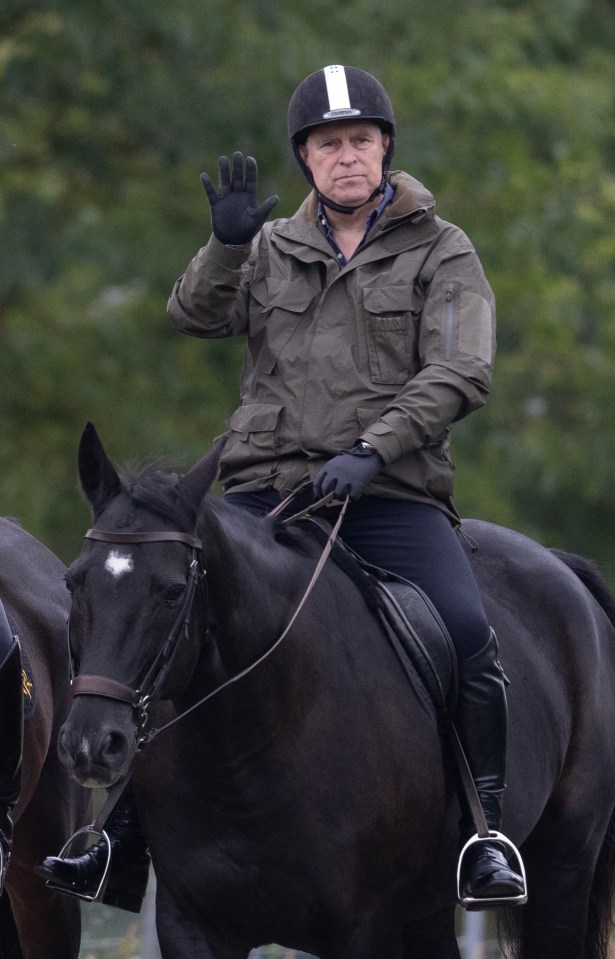 Prince Andrew pictured riding a horse