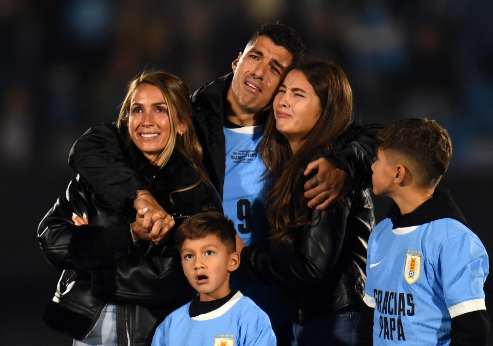 Luis Suarez broke down in tears after his final match for Uruguay